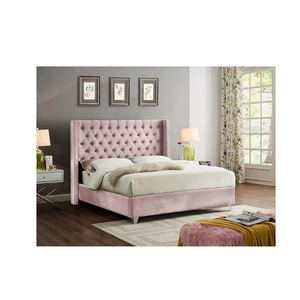 Meubles de chambre à coucher au prix d'usine avec cadre de lit en bois massif rembourré - Product Image 1