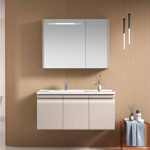 Luxe badkamermeubelset, wandmodel, inclusief wastafelblad met wasbak en marmeren meubel. - Product Image 1