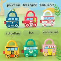 Enfants début éducatif Montessori jouets numéro correspondant jeu serrure clé jouet occupé conseil avec 6 voitures forme motricité fine