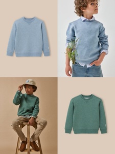 <span class=keywords><strong>Sweat</strong></span>-shirt en molleton teinté en pièce à col rond et manches longues pour garçons de la marque française Cyllus, disponible en <span class=keywords><strong>bleu</strong></span> vert, collection automne-hiver. - Product Image 1