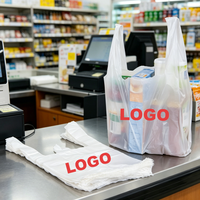 Sacs T-shirt réutilisables en PE imprimés quatre couleurs avec logo personnalisé, poignée gilet gaufrée, taille personnalisée, certifiés ISO/CE pour supermarché