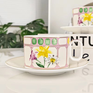 Taza de Café de Cerámica para la Hora del Té, Regalo de Boda para el Hogar u Oficina, Taza Redonda Duradera de Cerámica para Parejas, Juego de Taza y Plato - Product Image 4