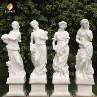 Sculpture de marbre grandeur nature de 4 déesses sculptées à la main par Mily, statues des quatre saisons à vendre