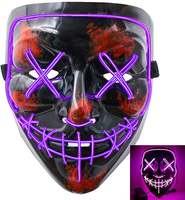 Máscara LED EL con Luz, Máscara Purge Luminosa, Máscara Facial de Fantasma Aterrador para Fiestas Rave, Halloween, Cosplay y Disfraces para Eventos Nocturnos
