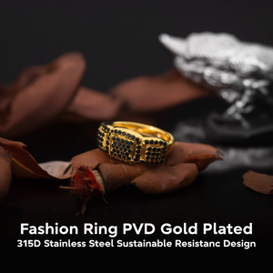 แหวนแฟชั่น ชุบทอง PVD สแตนเลสสตีล 316L ดีไซน์ทนทานและเป็นมิตรต่อสิ่งแวดล้อม - Product Image 3