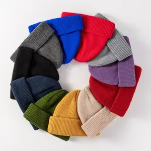 New Fashion multicolor Cheap knit hats Short Melon Docker Trade Skull Cap Manufacturers Wholesale winter Beanie hat