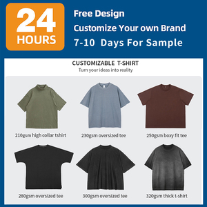 Sang Trọng Tùy Chỉnh Drop Shoulder 100% Nặng Cotton Camisetas Quá Khổ T-Shirt Người Đàn Ông Trống Mock Cổ Heavyweight Quá Khổ Boxy T Áo Sơ Mi - Product Image 5