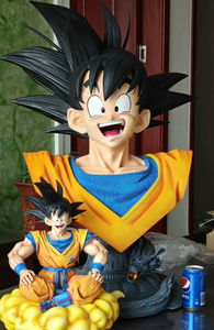 Statue de Goku souriant en résine peinte à la main de haute qualité, buste mi-corps, série <span class=keywords><strong>Dragon</strong></span> Ball, base Shenron pour la décoration de la maison - Product Image 2