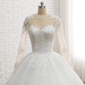Venta al por mayor de Vestidos de Novia de encaje de princesa con encaje de manga larga de talla grande elegante Robe De Marie - Product Image 3
