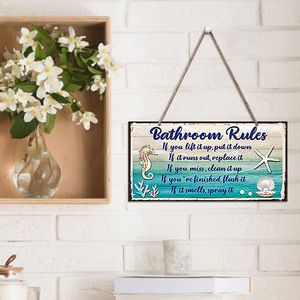 Decoraciones de letreros de madera con temática divertida, decoraciones de baño con temática oceánica, etiquetas con reglas, adornos colgantes con temática de fiesta en la playa. - Product Image 3