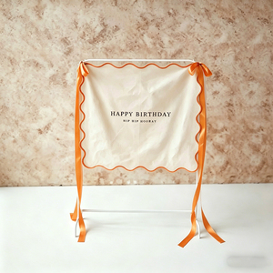 Nouvelle bannière d'<span class=keywords><strong>anniversaire</strong></span> en lin à bords festonnés, style bohème, personnalisable <span class=keywords><strong>avec</strong></span> nom, pour décoration murale - Product Image 4