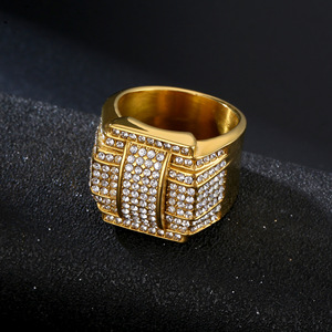 Anéis de Dedo Góticos Masculinos em Aço Inoxidável 316 Banhados a Ouro 18k com Zircônia, Joias de Casamento da Moda, Tamanho 6 - Product Image 2
