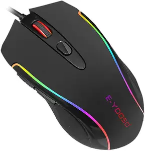 E-YOOSO Souris De Jeu Câblé RVB Rétroéclairage 6 Boutons Programmables avec l'enregistrement des Macros, 6400 DPI Réglable, Souris de Jeu Ergonomique