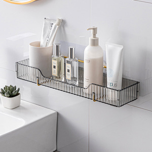 Étagère murale suspendue de salle de bain en plastique perforé gratuit à un niveau pour fournitures et articles de <span class=keywords><strong>toilette</strong></span> - Product Image 1