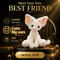 Peluche tendance de chat allemand à poils courts, en stock, poupée chat à poils bouclés, poupée compagnon chat, cadeau d'anniversaire