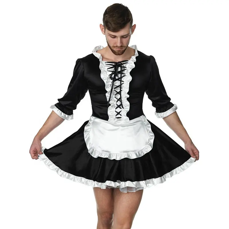 2020 Halloween Sexy Men's Maids Cosplay Costume Set Outfit Black White