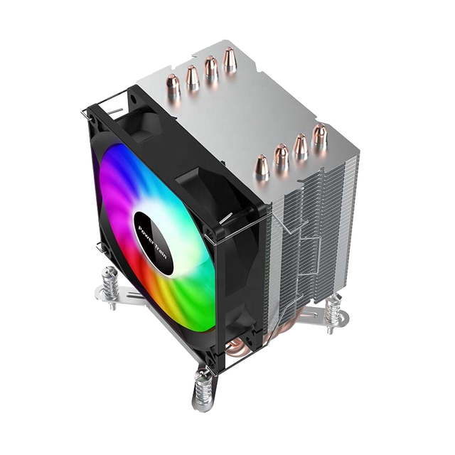 Four Heat Pipe CPU Cooler with Rainbow LED 12V PWM Fan Fluid Bearing Compatible with Intel Desktop Computer Case