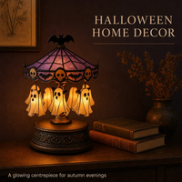 Veilleuse de carrousel fantomatique avec ombre rotative de fantômes et de crânes, à suspendre, pour étagère, entrée, décoration effrayante, décoration d'Halloween, salon