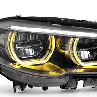 Ensemble de phares LED 12V pour Série 5 F10 F18 2011-2017, Angel Eye DRL Jaune Blanc, phares améliorés