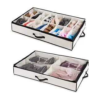 Clear Shoes Container Storage Cellss Foldable Underbed Organizer Shoe Storage Boxes 12-Pair Shoe Storage
