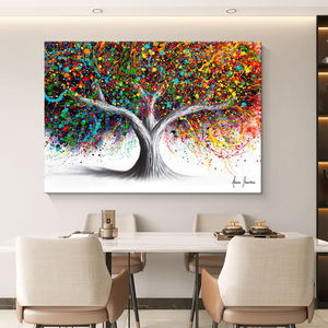 Peinture murale décorative sur toile, art abstrait moderne personnalisé, arbre coloré, nature morte aquarelle, peinture à l'huile - Product Image 5