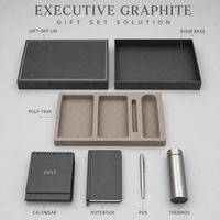 Coffret Cadeau d'Entreprise Personnalisé 2027 avec Calendrier de Bureau, Carnet, Stylo, Gobelet Isotherme et Emballage OEM avec Logo
