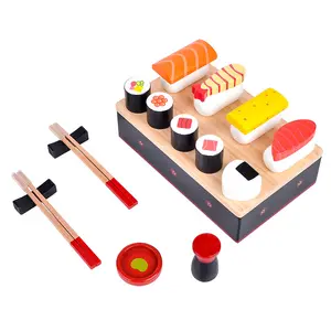 儿童厨房微型食品模拟寿司3D假装玩磁性DIY木制游戏玩具女孩厨房套装儿童玩具