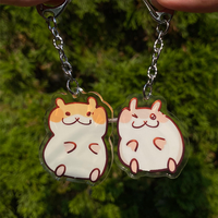Porte-clés en acrylique personnalisé avec impression holographique de charme anime en forme de cœur