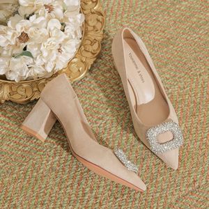 Chaussures Youxianmei à bout pointu, talons blocs, décoration en strass, style bureau, chaussures pour femmes 6555A-065 - Product Image 1