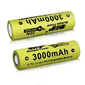 中国厂家厂家圆柱形平板可充电锂离子18650 3000mAh 30N电池