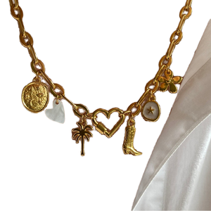 Style européen américain 18K en acier inoxydable Collier chaîne à maillons étoile indépendante Coeur DIY Pendentif Mode Bottes Four Aspirateur - Product Image 2