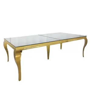 New Design <strong>Mirror</strong> Glass <strong>Table</strong> Stainless Steel Dining <strong>Table</strong> - Product Image 1
