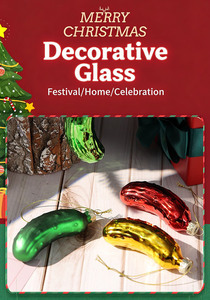 Adorno Navideño Colgante de Cristal Hecho a Mano con Forma de Pepino, Adorno Festivo de Cristal para Decoración del Árbol de Navidad - Product Image 4