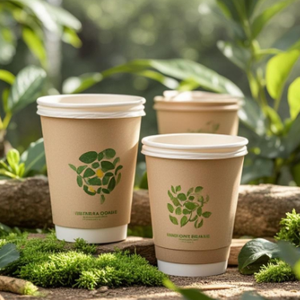 Gobelets en papier kraft brun à double paroi jetables directs d'usine non blanchis écologiques pour café chaud ou pop-corn - Product Image 1