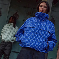 Veste à carreaux pour homme, streetwear, veste coupe-vent imperméable personnalisée pour l'extérieur