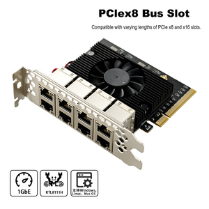 Adaptador PCIe a Gigabit Ethernet de 8 puertos, chipset RTL8111H, confiabilidad y rendimiento mejorados para servidores y dispositivos de alta gama PCI - Product Image 2
