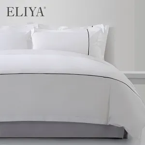 ELIYA Hotel 6080S 400TC 500TC Katun Dipasang Seprai Datar Seprai Selimut Penutup Sarung Bantal Set Tempat Tidur Grosir Disesuaikan
