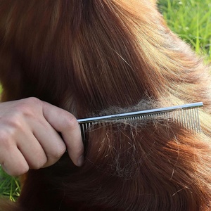 Peigne de toilettage pour animaux de compagnie en acier inoxydable de qualité supérieure avec dents arrondies et poignée antidérapante pour chiens, chats et toutes poils - Product Image 4