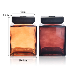 1000ml Lớn vuông hổ phách fireless hương liệu Chai Thủy Tinh hương thơm nước hoa hương thơm sậy khuếch tán chai với Nắp bằng gỗ - Product Image 6