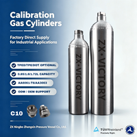 Bouteille de gaz d'étalonnage vide ZX ODM OEM en aluminium 6061, 0,85 L, 1,6 L, 1,72 L, homologuée DOT TPED, rechargeable avec valve C10 pour détecteur de gaz de laboratoire