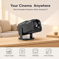 Mini projecteur portable, projecteur natif 720P, Android 11, 200 lumens, rapport de projection court, sans fil, pour téléphone, maison, voyage