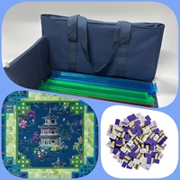 Juego de Mahjong Americano Automático de Lujo Moderno, de Acrílico ABS y Goma, para 4 Jugadores, 160 Fichas, con Tapete Plegable y Bolsa, para la Familia