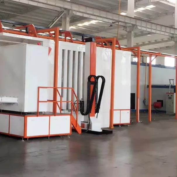 PP PVC anti electrostatic powder coating booth room with automatic and manual painting guns