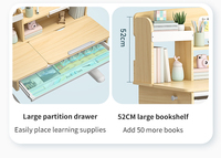 Table d'étude ergonomique moderne et réglable en bois de caoutchouc pour enfants avec levage manuel frontal, écologique, pour chambre et apprentissage à domicile