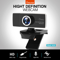 Gsou kamera Web 720P HD dengan penutup privasi dan Tripod, kamera Web komputer Streaming dengan ulasan lebar 77 derajat