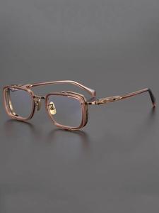 Gafas de Titanio Profesionales para <span class=keywords><strong>Hombre</strong></span> y Mujer, <span class=keywords><strong>Lentes</strong></span> Cuadradas Clásicas Anti-Reflejantes, Estilo Ejecutivo, Compatibles con Forma de Rostro Diamante - Product Image 4