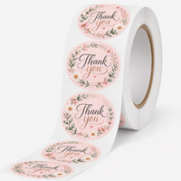 Autocollants personnalisés de remerciement en rouleau, étiquettes adhésives rondes en vinyle PP imperméables pour l'emballage de cadeaux et de pâtisseries