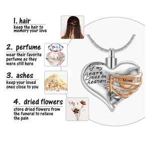 Collier Pendentif Cœur « Une Partie de <span class=keywords><strong>Mon</strong></span> Cœur Vivrait dans le Ciel » pour Cendres d'Animaux de Compagnie, Urne Commémorative, Bijou Souvenir pour la Famille - Product Image 5