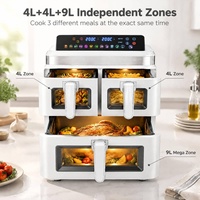 Air Fryer 15 Litres Avec Double Panier, Friteuse à Air Numérique Avec Fenêtre Visible et Accessoires