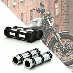 Empuñaduras de bambú CNC de 25 mm para motocicleta Harley Touring 883 1200 X48, cubiertas de manillar en negro cromado. - Product Image 2